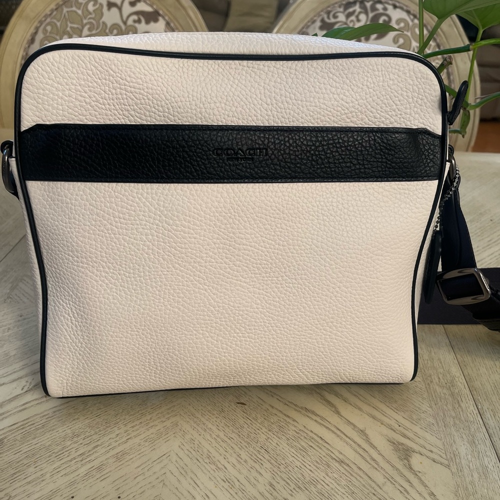 Coach White and Black Messenger Bag with Retro-Sporty Design